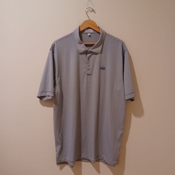 PETER MILLAR Summer Comfort Blue Stripe Stretch Jersey Golf Polo Shirt 2XL - Picture 1 of 8